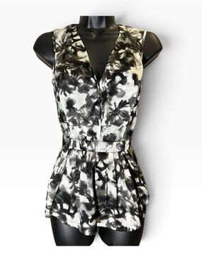 Jacob Black & White Tie-Dye Sleeveless Blouse